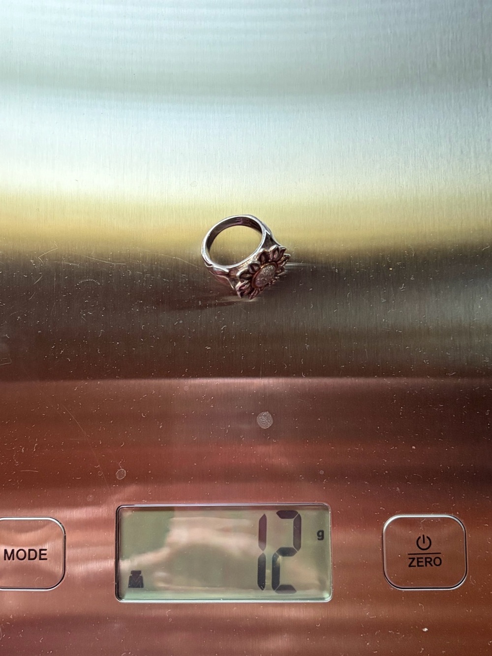 Designer Sterling And 14K Gold Daisy/Sunflower? Ring With Diamond  Chips Ring - Picture 13 of 15